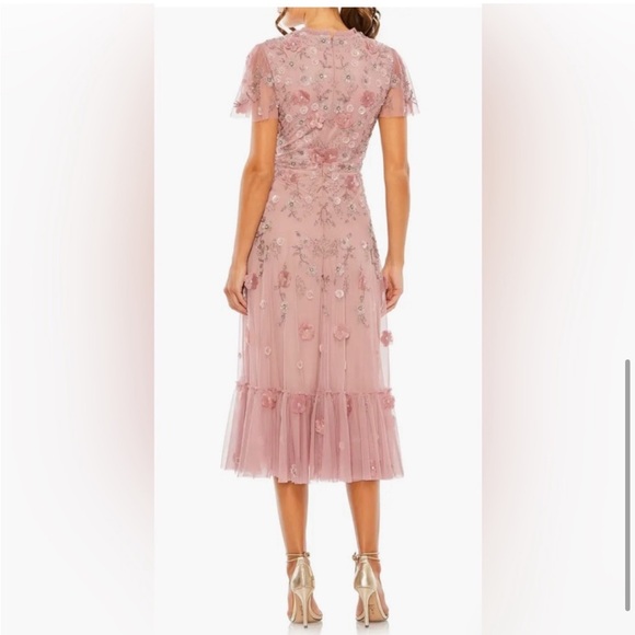 Mac Duggal Pink Embroidered Midi Dress - Picture 8 of 10